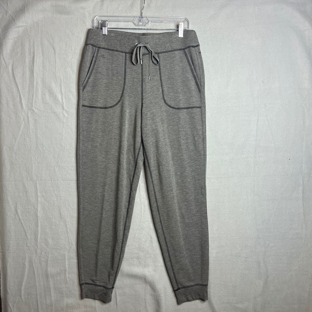 Lauren Ralph Lauren Joggers Womens Sz S Gray Drawstring Sweatpants Viscose Logo